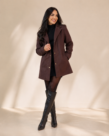 Casaco feminino de lã batida para o inverno