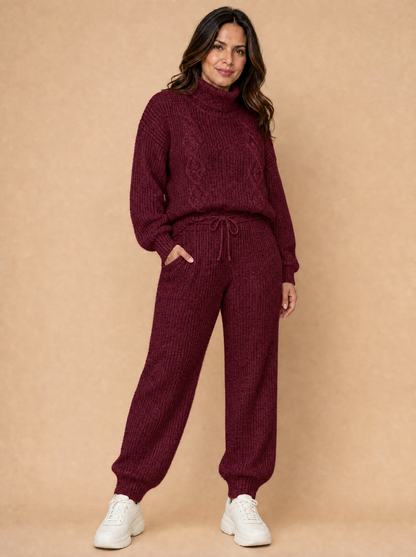 Conjunto tricô feminino Helena look completo de inverno
